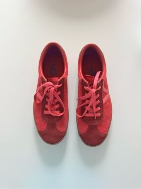 Vans Women's Red Suede Low-Top Sneakers
